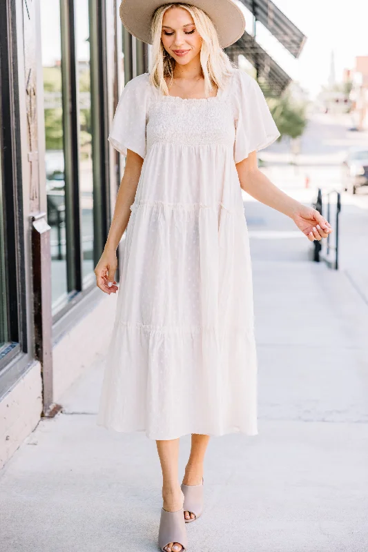 Some Day Soon Eggshell White Midi Dress