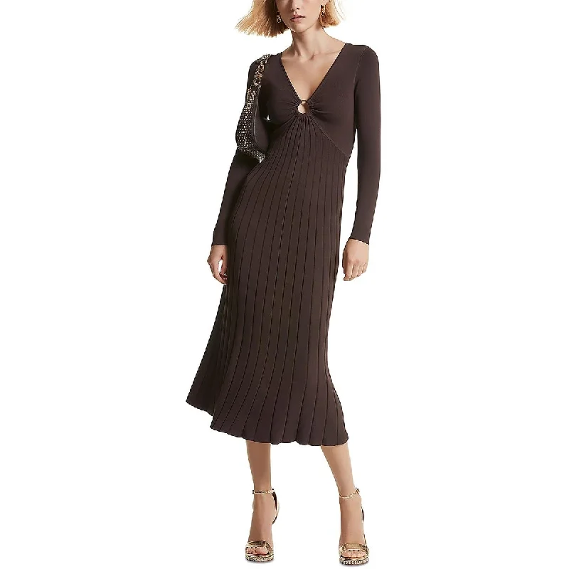 MICHAEL Michael Kors Womens Knit Ribbed Midi Dress