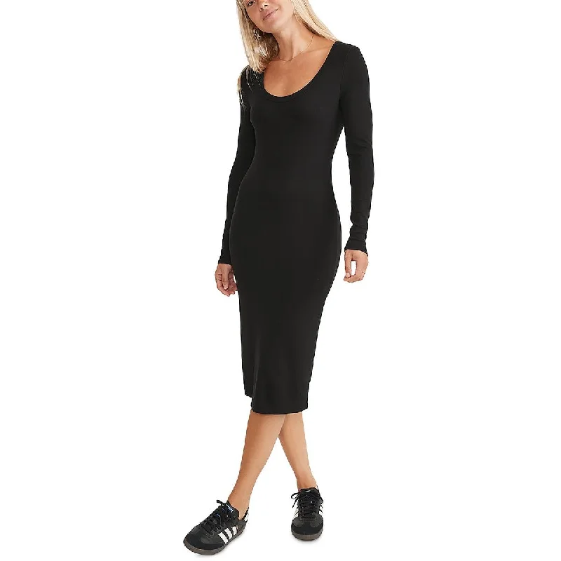 Marine Layer Womens Scoop Neck Long Sleeve Midi Dress