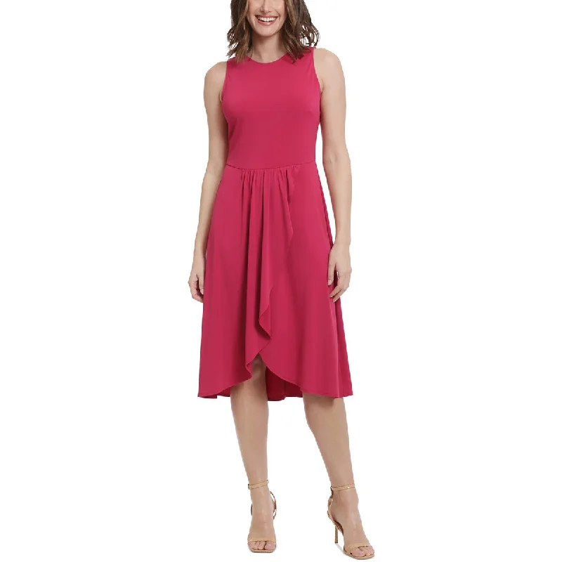 London Times Womens Asymmetric  Midi Dress