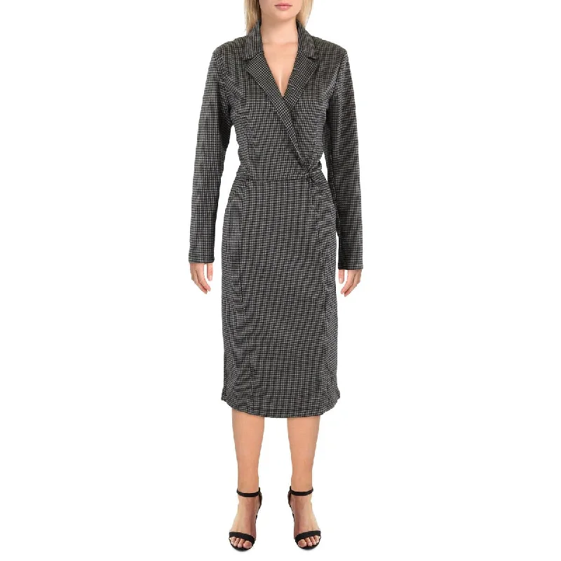 Max Studio Womens Plaid Midi Midi Dress