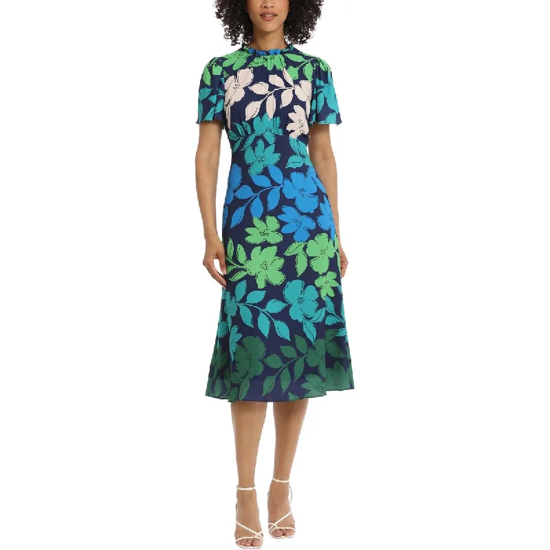 Maggy London Womens Crepe Floral Midi Dress