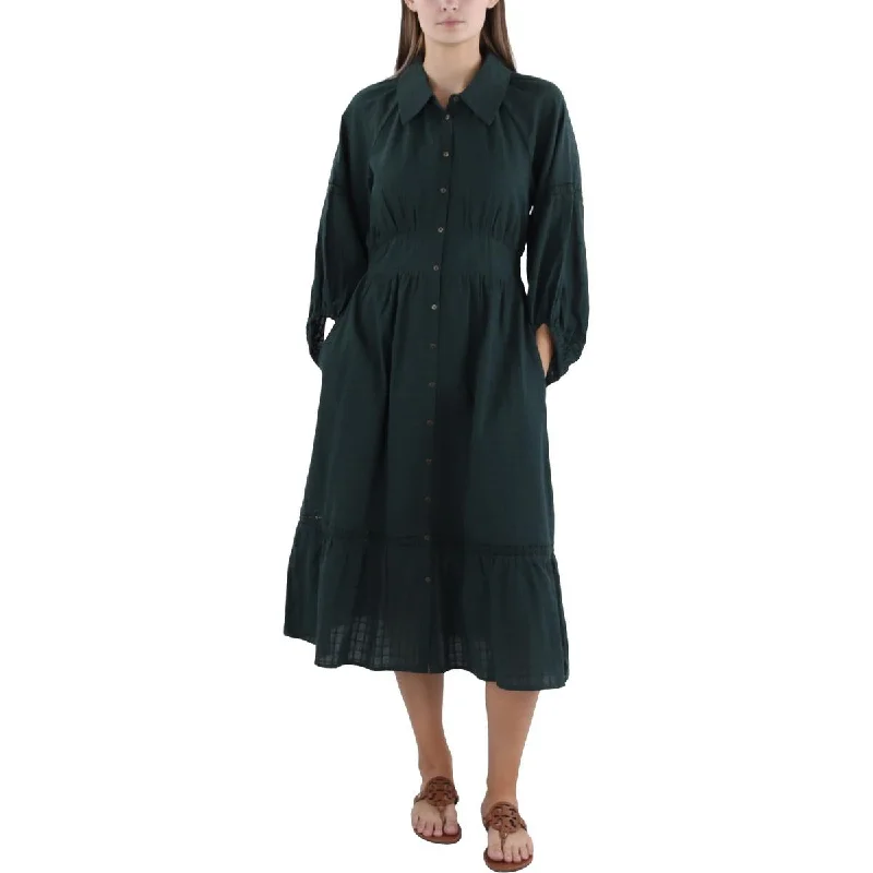 Lost + Wander Womens Cotton Mid Calf Midi Dress