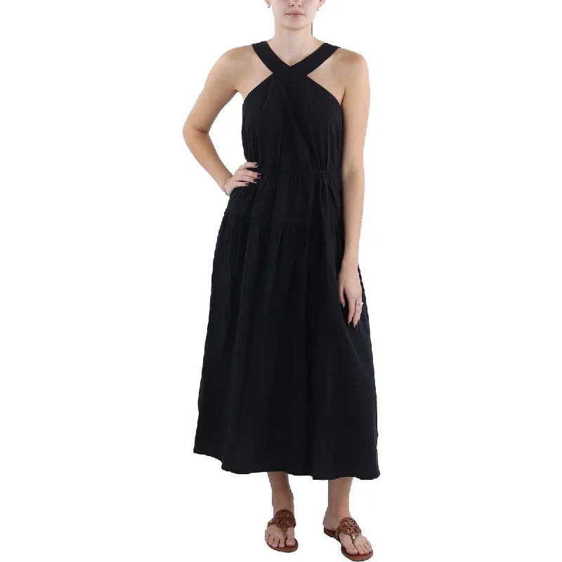 Madewell Womens Halter Tiered Midi Dress