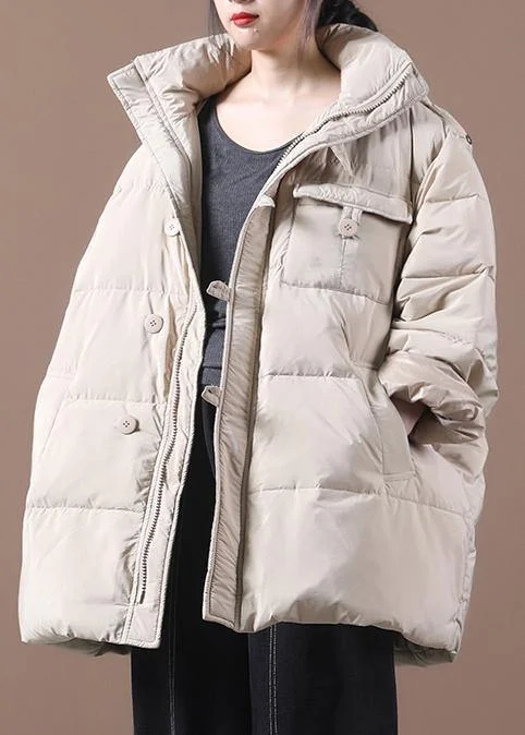 Fine khaki plus size clothing parka hooded zippered Elegant winter outwear