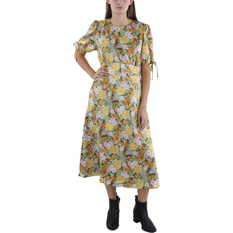 Lost + Wander Womens Floral Print Mid Calf Midi Dress