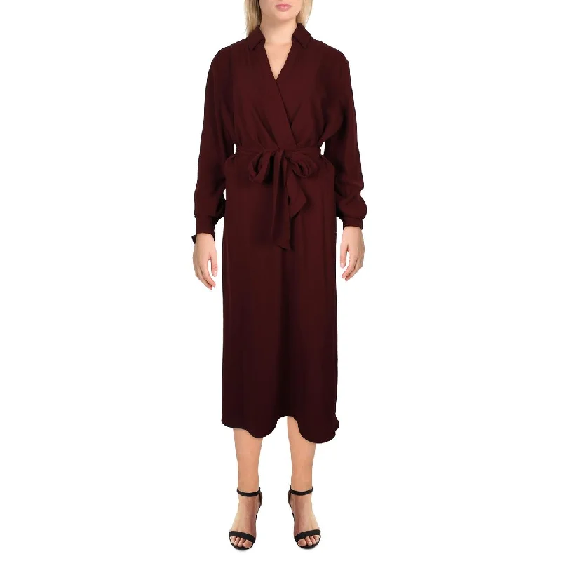 Lauren Ralph Lauren Womens Surplice Tea Length Midi Dress