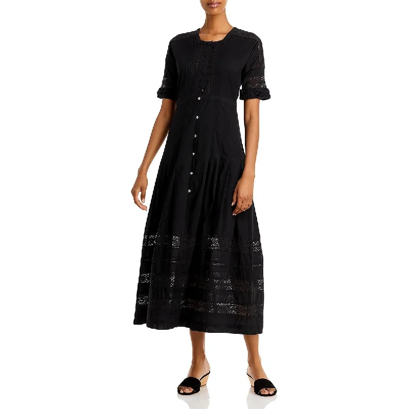 LoveShackFancy Womens Eyelet Midi Midi Dress