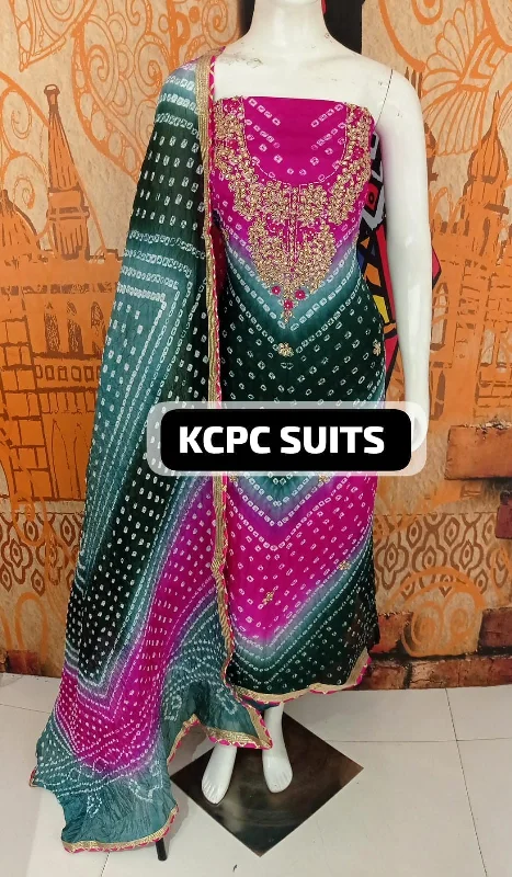 KcPc New Art Silk Bandhani Gotapatti Work Salwar Suit KML