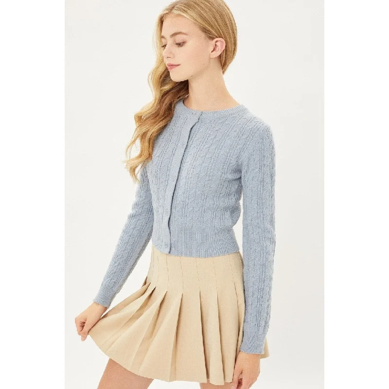 Buttoned Cable Knit Cardigan Long Sleeve Sweater