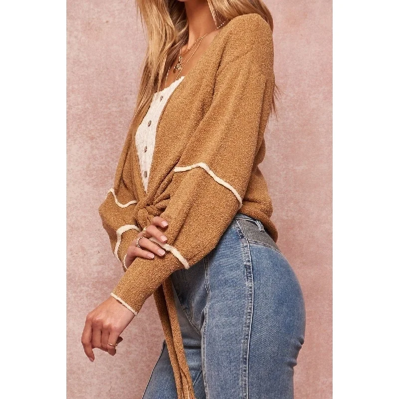 A Textured Knit Cardigan Sweater