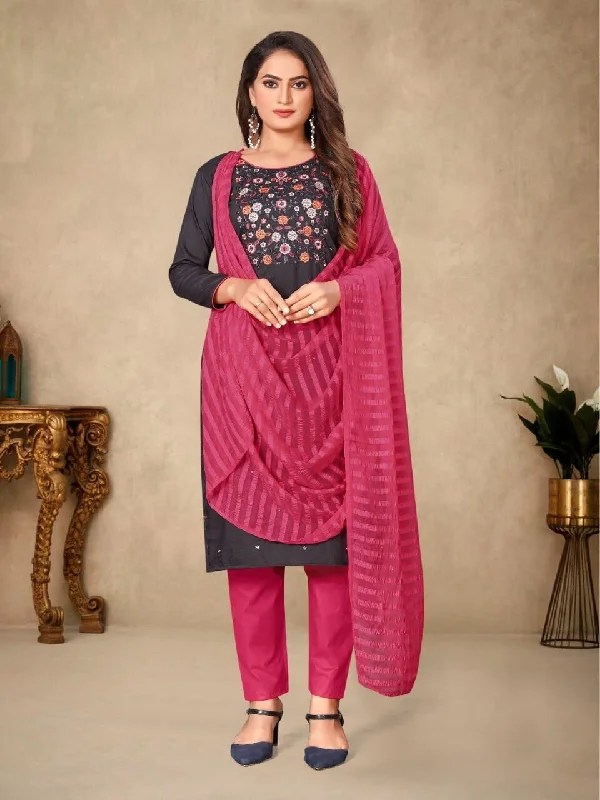 Choco Pink Designer Parapara Cotton Readymade Suit