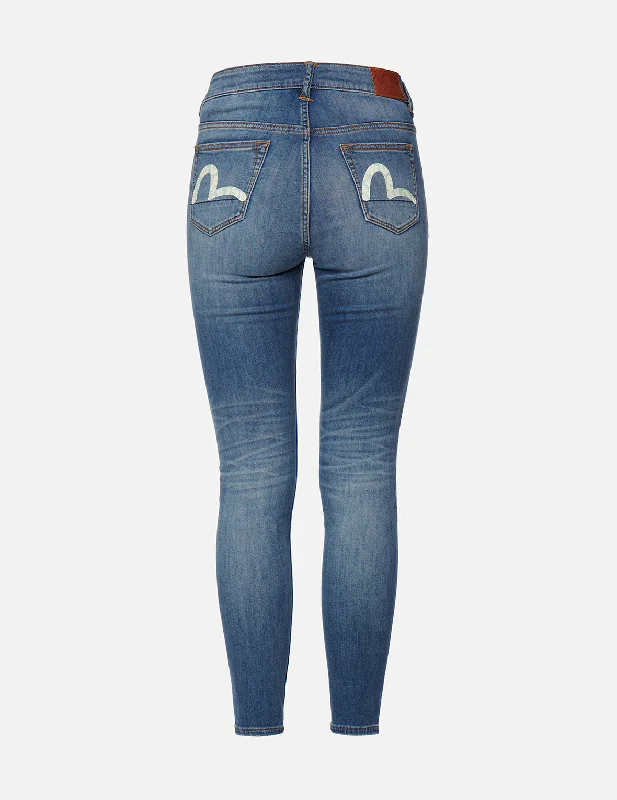 Logo-pattern Seagull Print Skinny Jeans