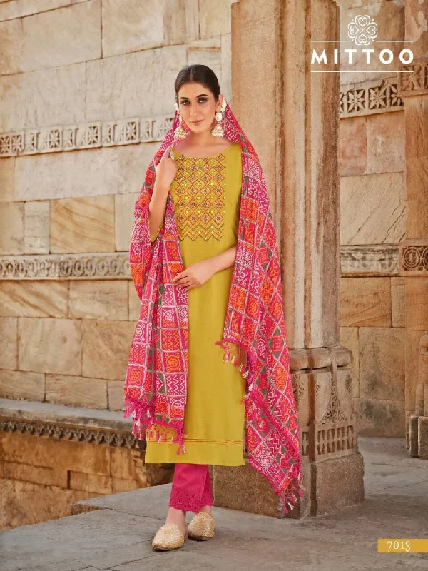 7013 Nylone Viscose Designer Suit with Bandhani Dupatta