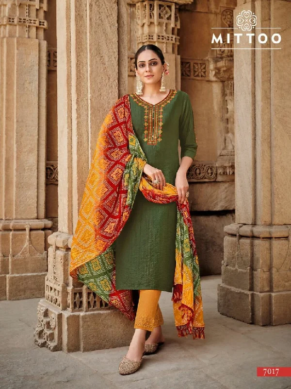 7017 Nylone Viscose Designer Suit with Bandhani Dupatta