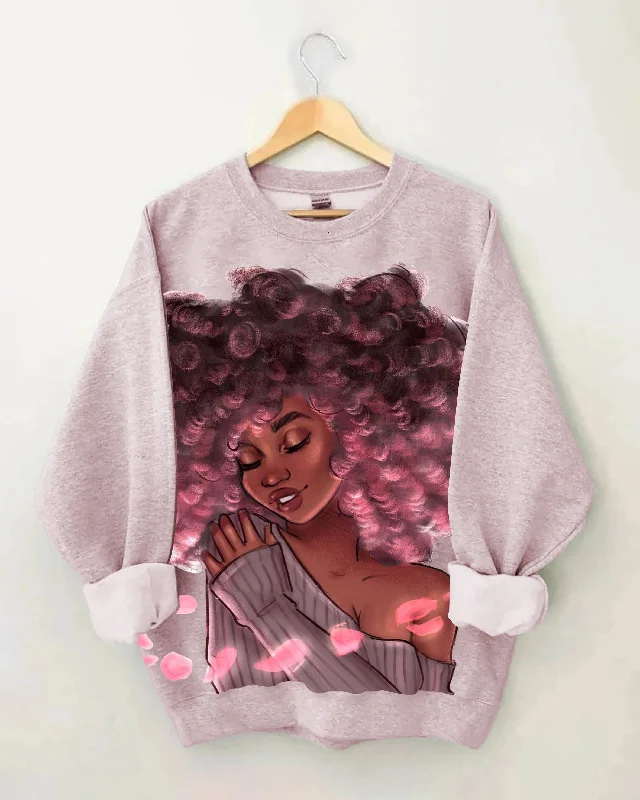 Happy Afro Girl Long Sleeve Sweatshirt