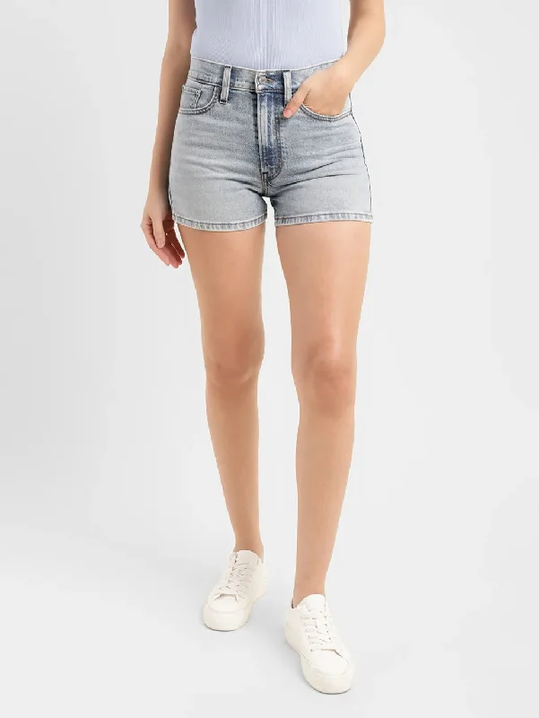 Women's High Rise Light Indigo Regular Fit Denim Shorts