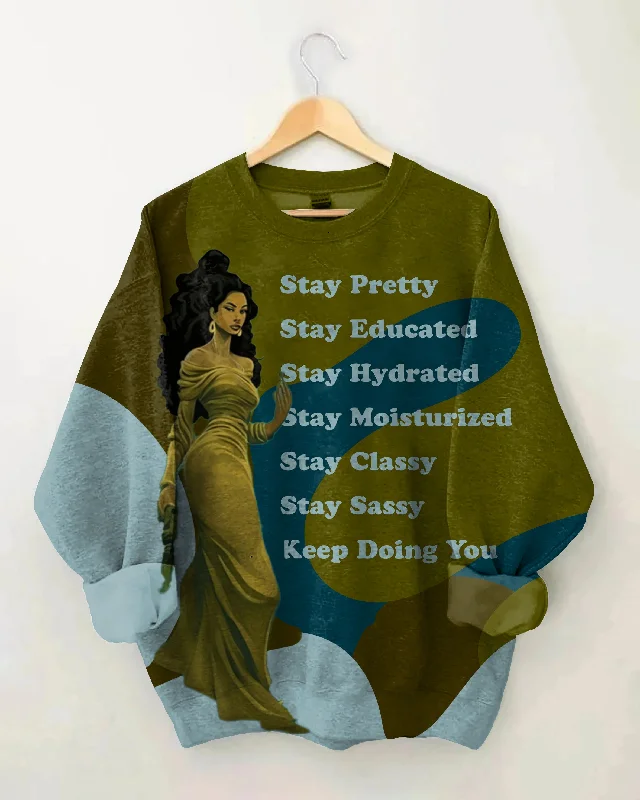 Women's Stay Pretty Color Vintage Long Sleeve Sweatshirt