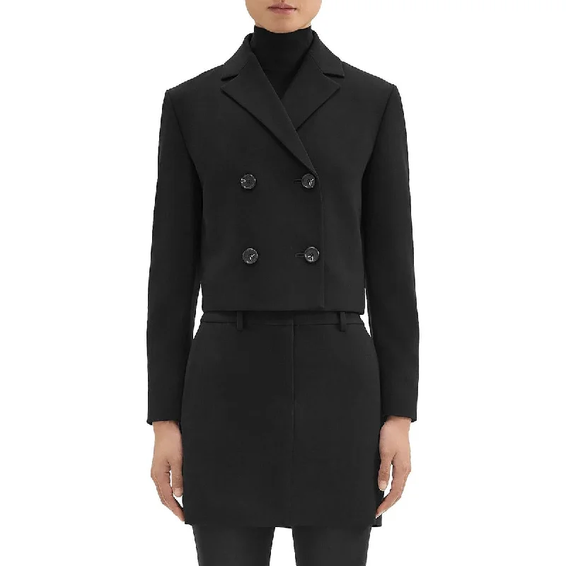 Theory Womens Cropped Business Double-Breasted Blazer