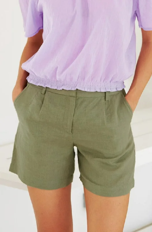 Alexandra Short Linen Shorts | Khaki