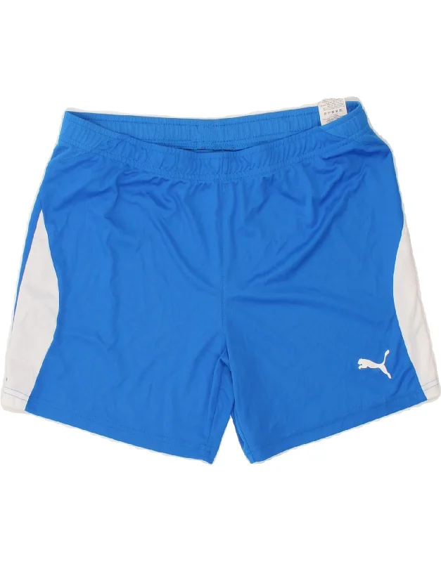 PUMA Womens Sport Shorts UK 14 Large Blue Colourblock Polyester