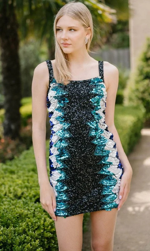 Aleta Couture 1323 - Sequined Sleeveless Cocktail Dress