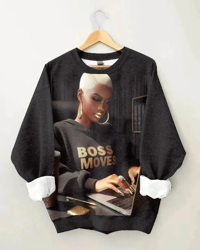 Black Girl Focuses On Herself Unisex Round Neck Long Sleeves Sweatshirt