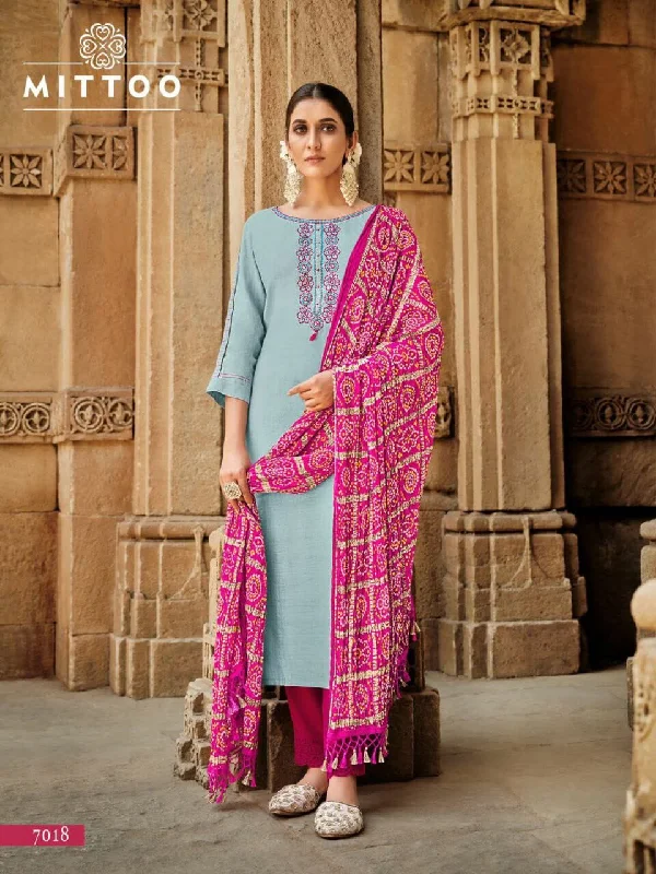 7018 Nylone Viscose Designer Suit with Bandhani Dupatta