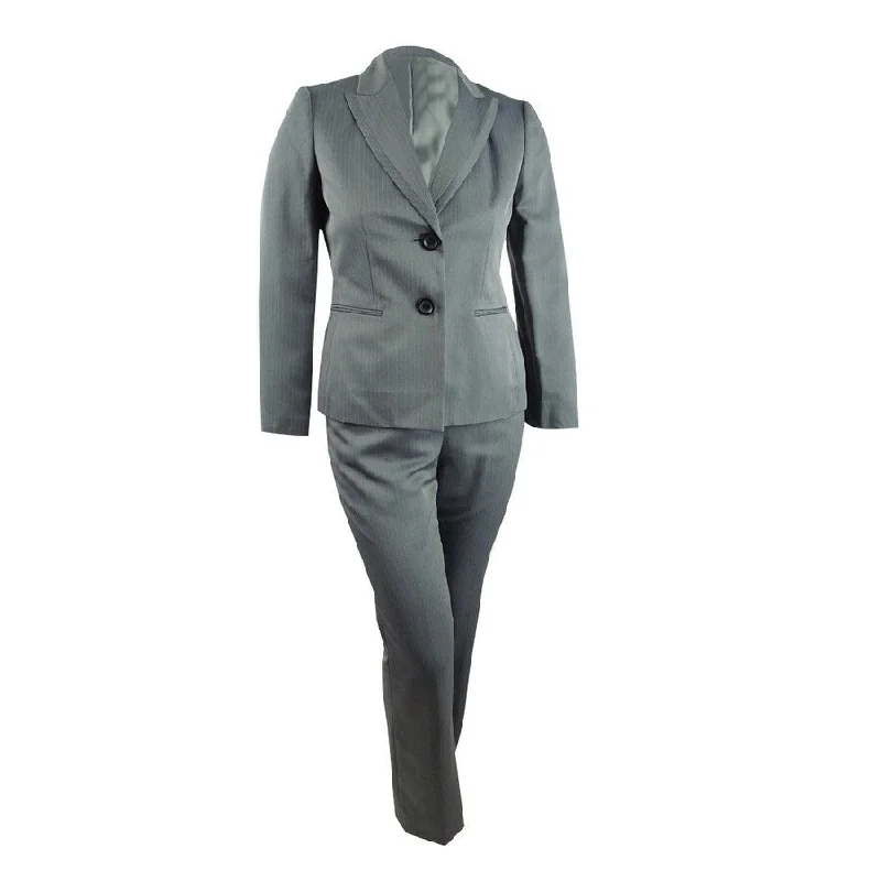 Le Suit Women's Herringbone Pantsuit (18, Steel Multi)