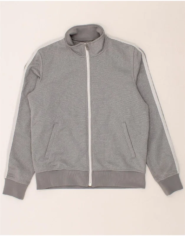 CONVERSE Womens Tracksuit Top Jacket UK 14 Medium Grey Polyester