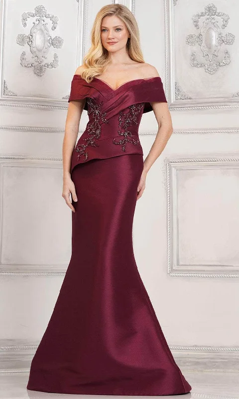 Marsoni by Colors MV1312 - Beaded Applique Off Shoulder Formal Gown