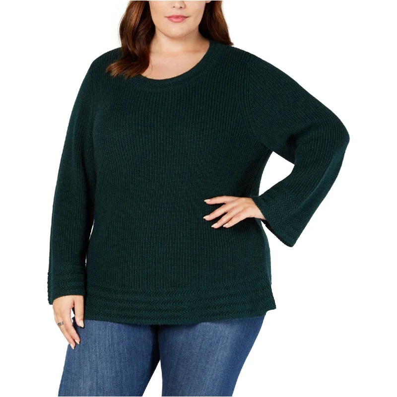 Style & Co. Womens Ribbed Pullover Sweater, Green, 1X