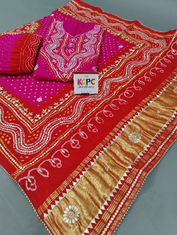 KcPc Pure Gaji Silk Bandhani Gotapatti Work Designer Salwar suit