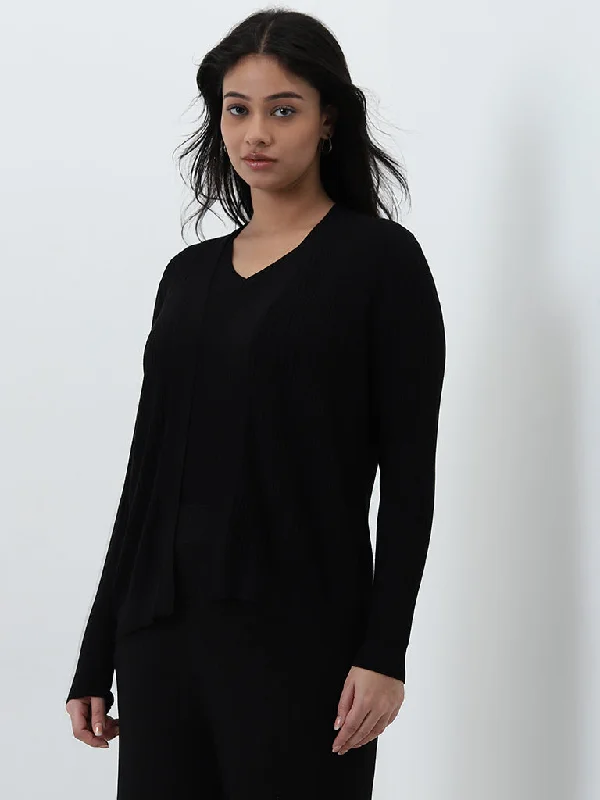 Gia Black Ribbed Shrug