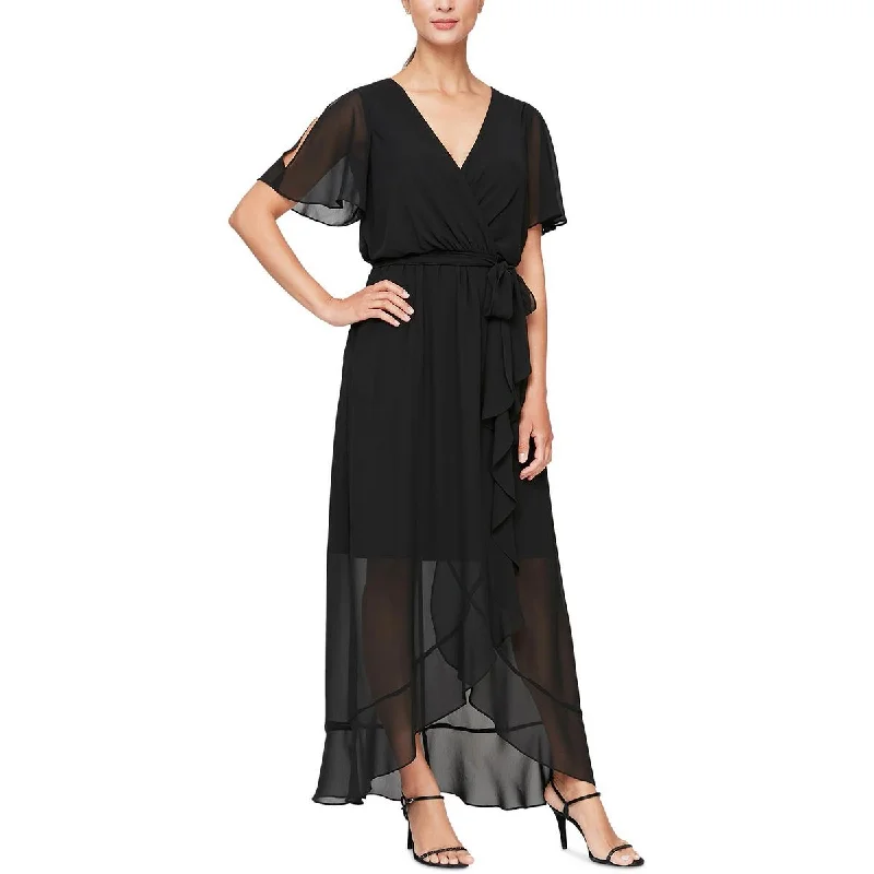 SLNY Womens Sheer Long Maxi Dress