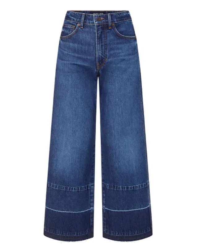 Bright Blue Taylor Cropped High Rise Wide Leg Jean