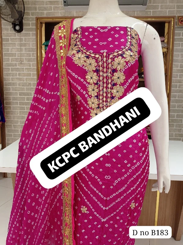 KcPc New Art Silk Bandhani GotapattiWork Salwar Suit KML