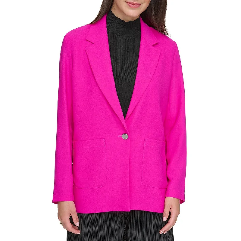 DKNY Womens Solid Business One-Button Blazer