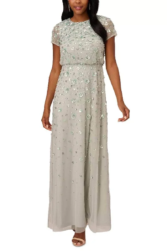 Adrianna Papell AP1E210415 P - Embellished Cap Sleeve Long Dress