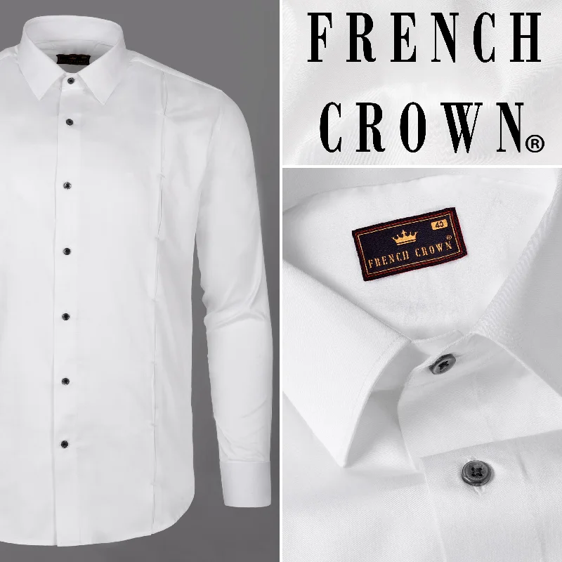 Bright White Subtle Sheen patterned Super Soft Premium Cotton Shirt