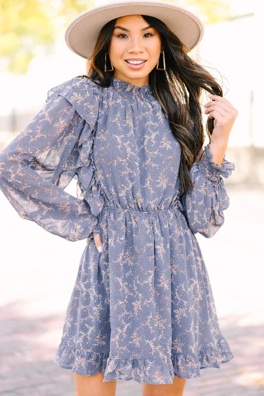 Keep Going Blue Ditsy Floral Dress