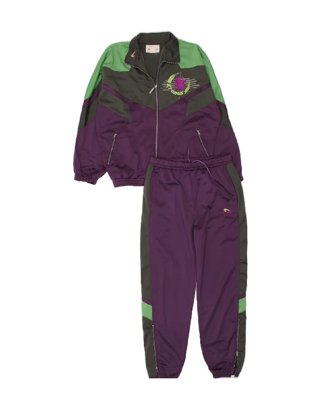 KRONOS Womens Full Tracksuit UK 16 Large Purple Colourblock Polyester