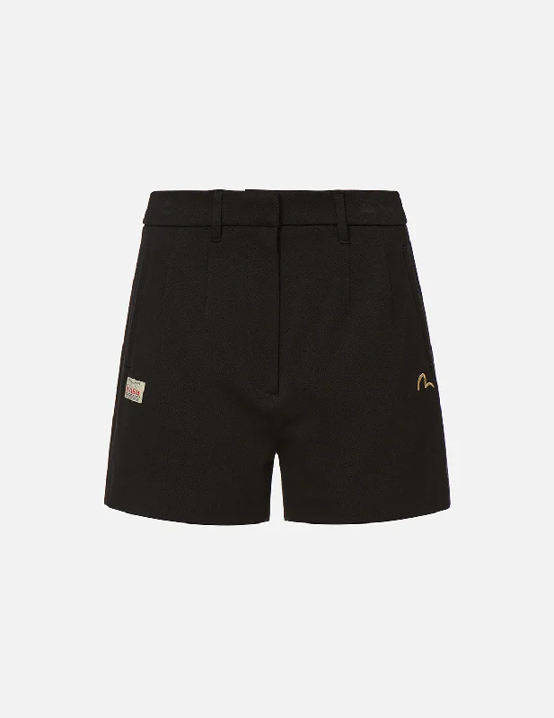 Seagull Embroidered Wool Shorts