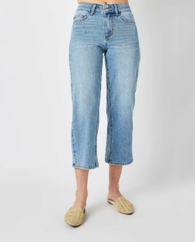 Judy Blue High Waist Wide Leg Crop Jeans