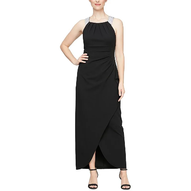 SLNY Womens Full Length Embellished Maxi Dress