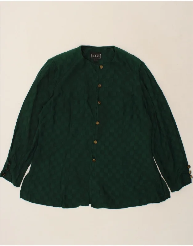 BARUCH Womens Shirt Blouse UK 20 2XL Green Geometric Cupro