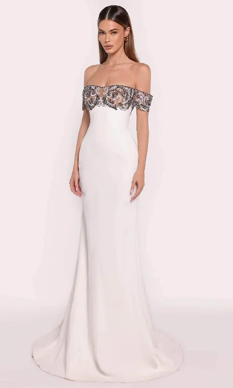 Tarik Ediz 98716 - Bejeweled Off Shoulder Evening Gown