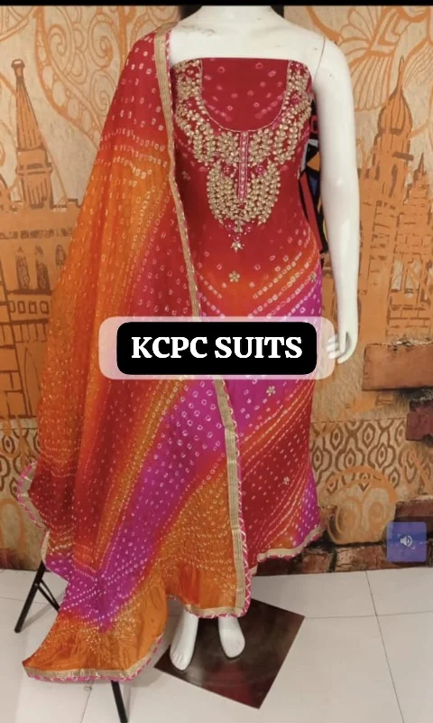 KcPc New Art Silk Bandhani Gotapatti Work Salwar Suit KML