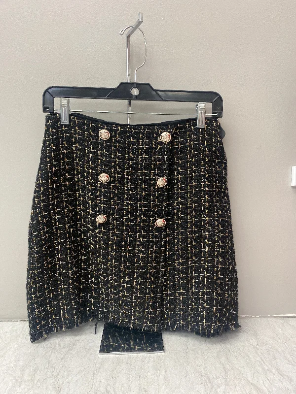 Skirt Mini & Short By Clothes Mentor In Black & Gold, Size: 8