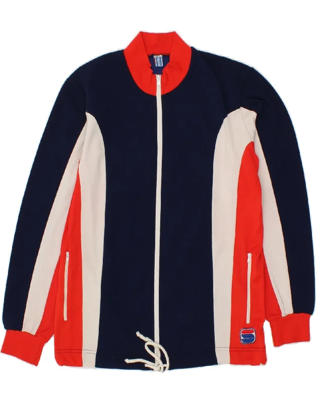 SPORTFUL Womens Tracksuit Top Jacket IT 46 Large Navy Blue Colourblock